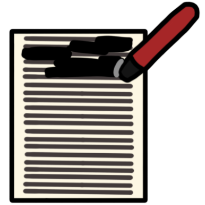 a white page with lots of lines representing text. over the first few rows is a lot of black covering parts of it up, coming from a thick pen with a red barrel.